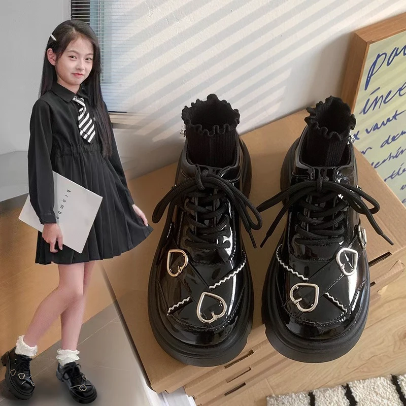 女童小皮鞋2025春季新款儿童鞋子中大童乐福鞋黑色表演鞋公主单鞋