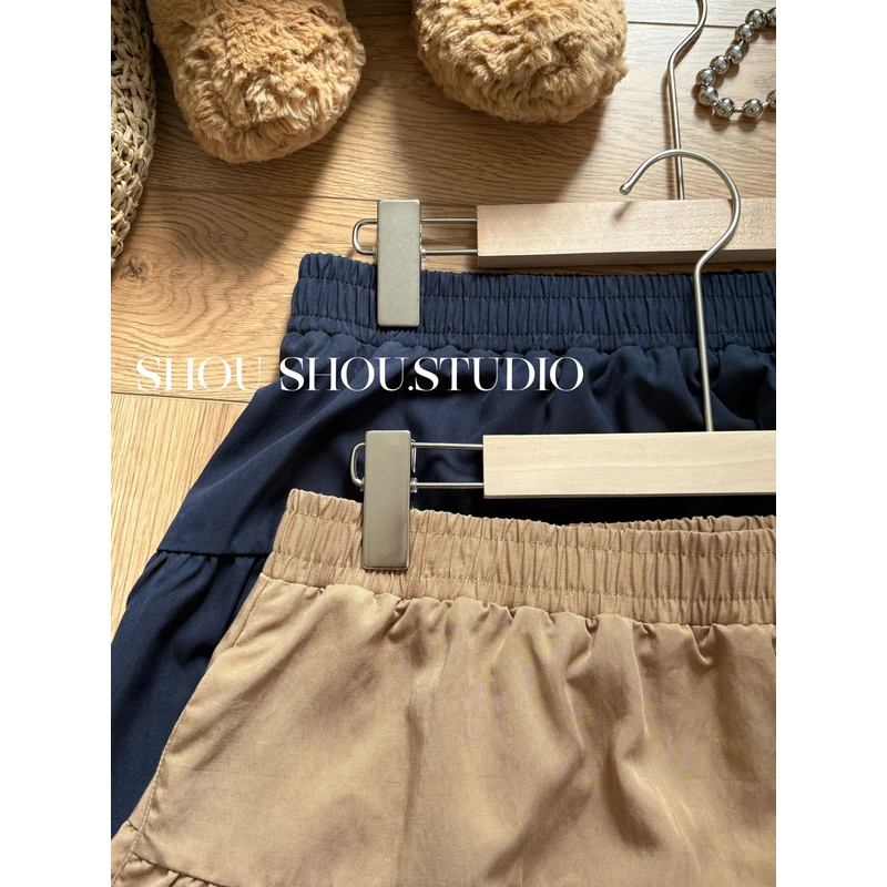 【FANFAN】大码夏季松紧腰莱赛尔梭织显瘦休闲百搭短裙S01716
