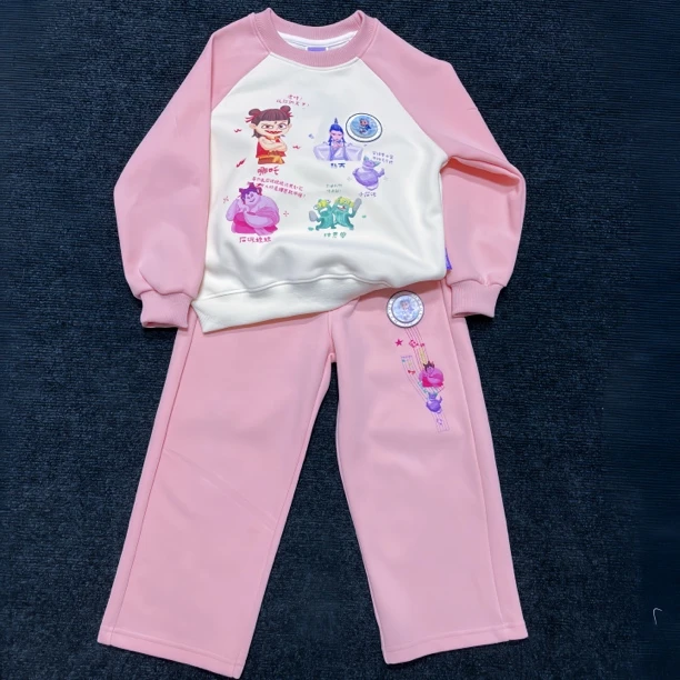 女童甜酷套装2025儿童春秋新款哪吒纯棉圆领卫衣直筒裤卫裤两件套