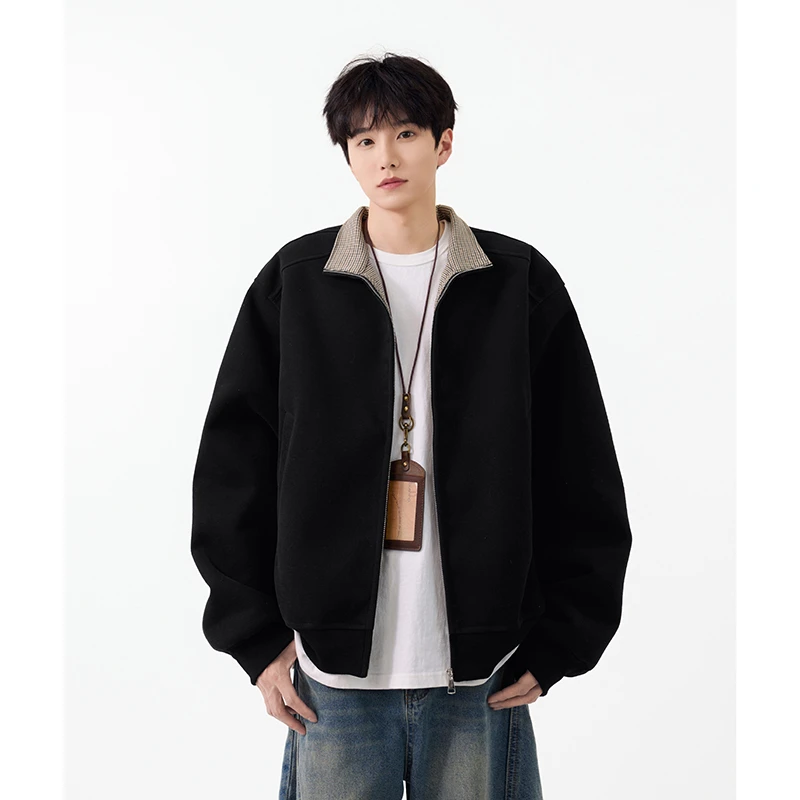 460g重磅立领卫衣外套男秋季潮牌宽松休闲cleanfit慵懒风开衫外套