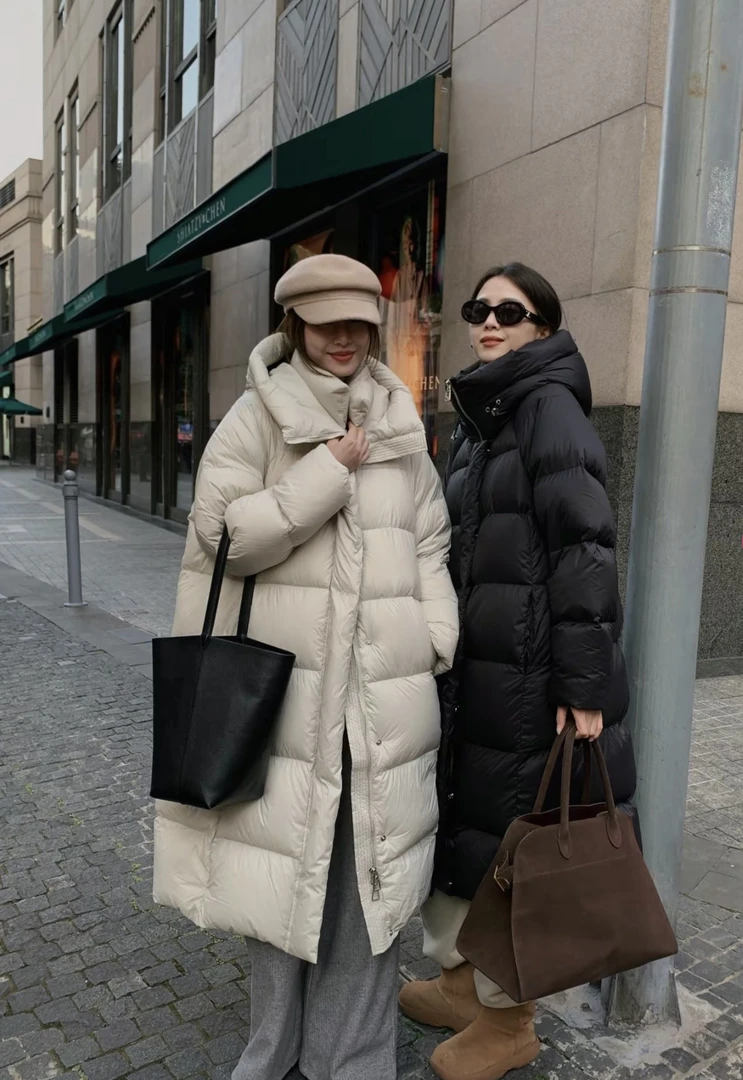 90白鸭绒高填充加厚长款连帽羽绒服LT-1820