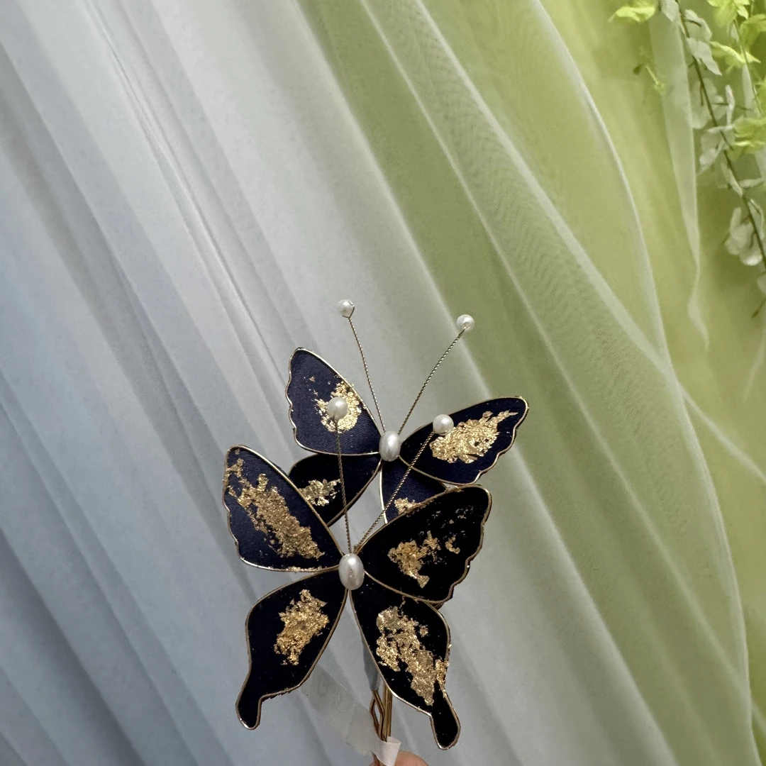 大麦吖古风发饰汉服发簪 手工制作默认微瑕 均有色差 丝带款