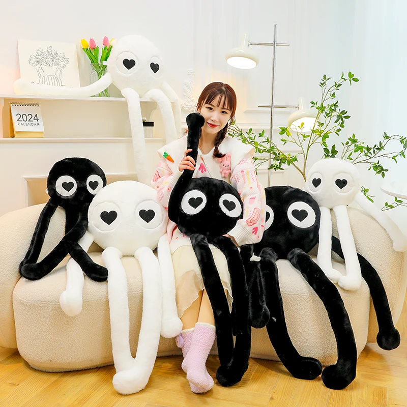 可爱黑煤球长腿玩偶沙发客厅靠垫床上睡觉抱枕长手长脚娃娃送女生