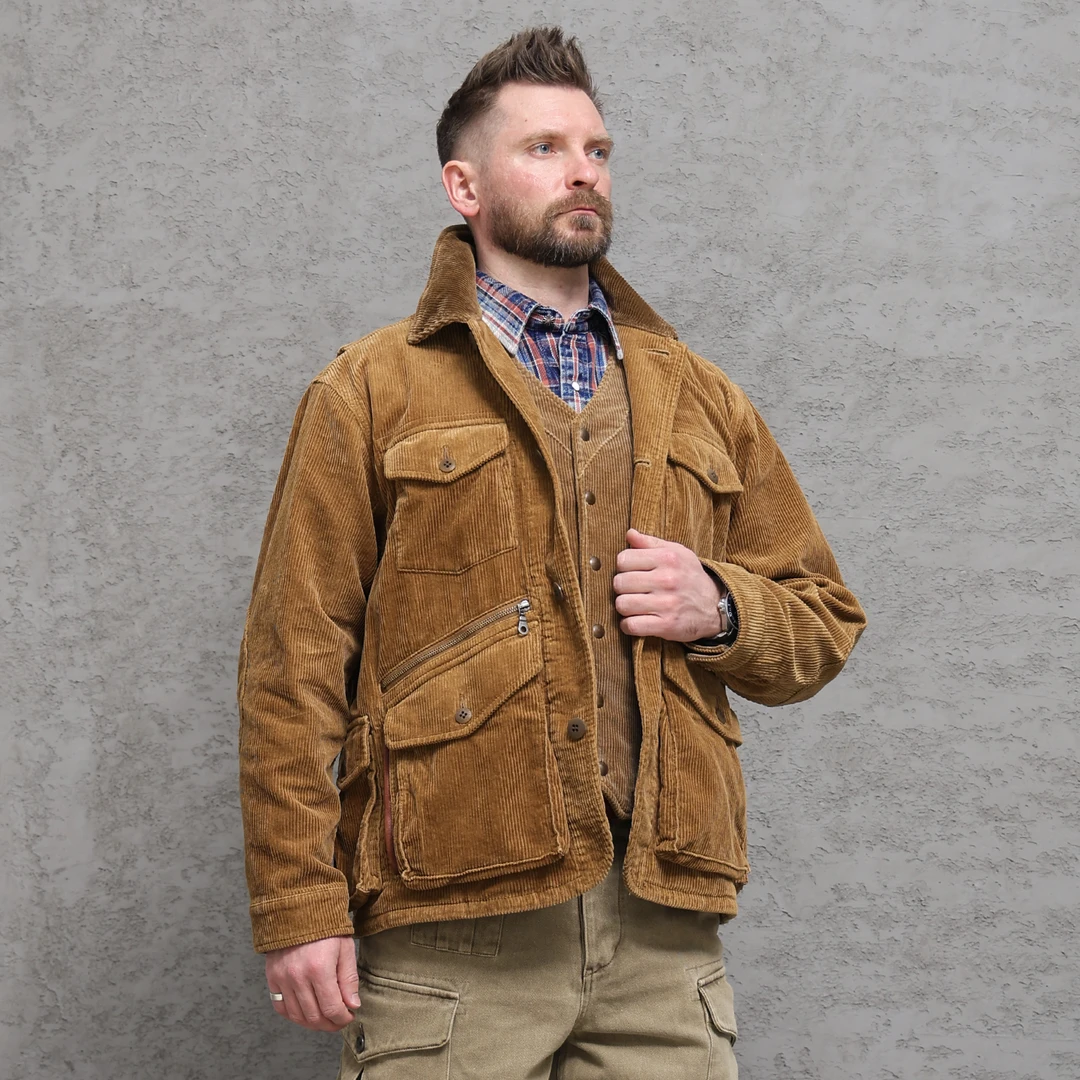 西里布C131灯芯绒西部猎装外套男复古水洗多袋夹克户外男装