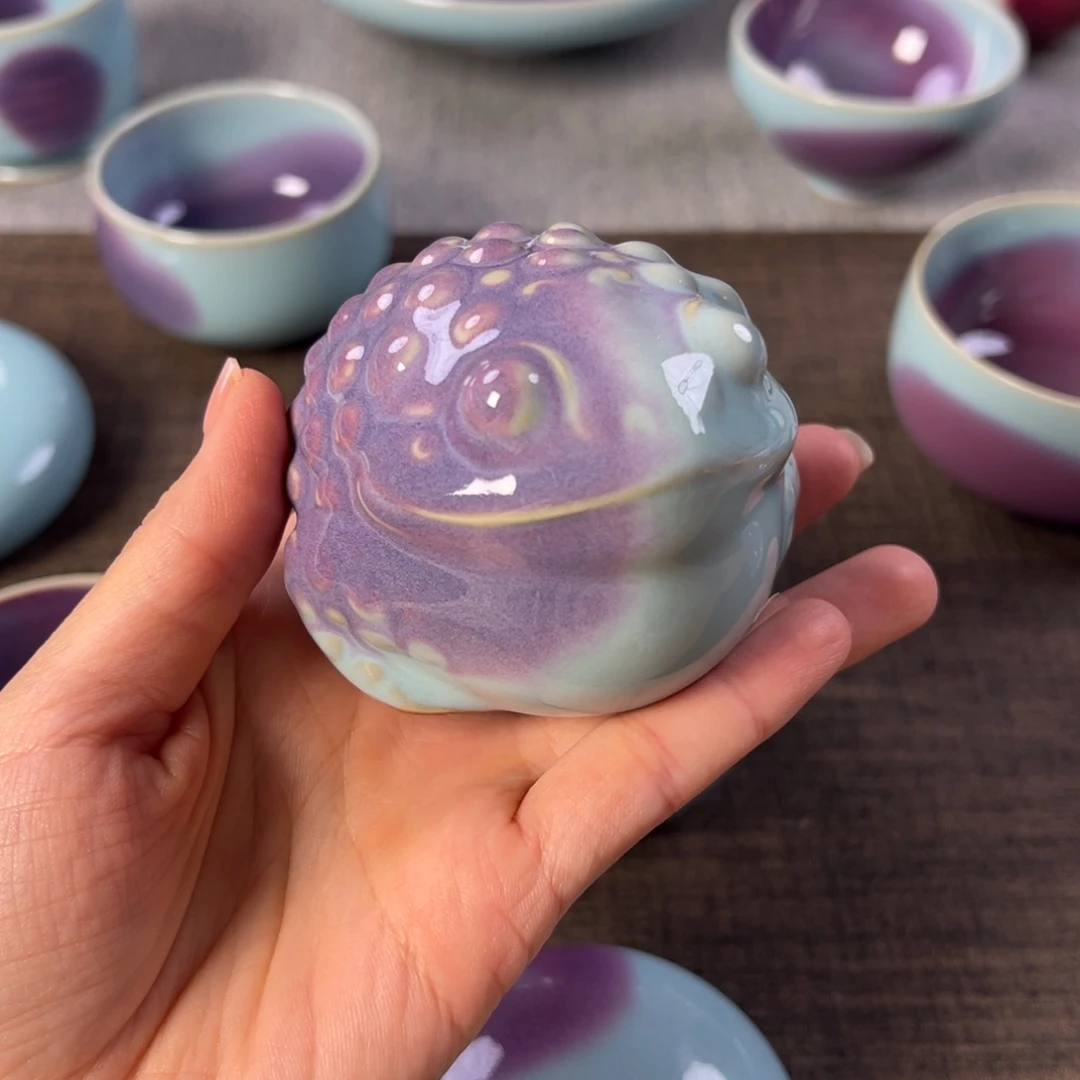 宋钧 茶宠 天蓝釉紫斑