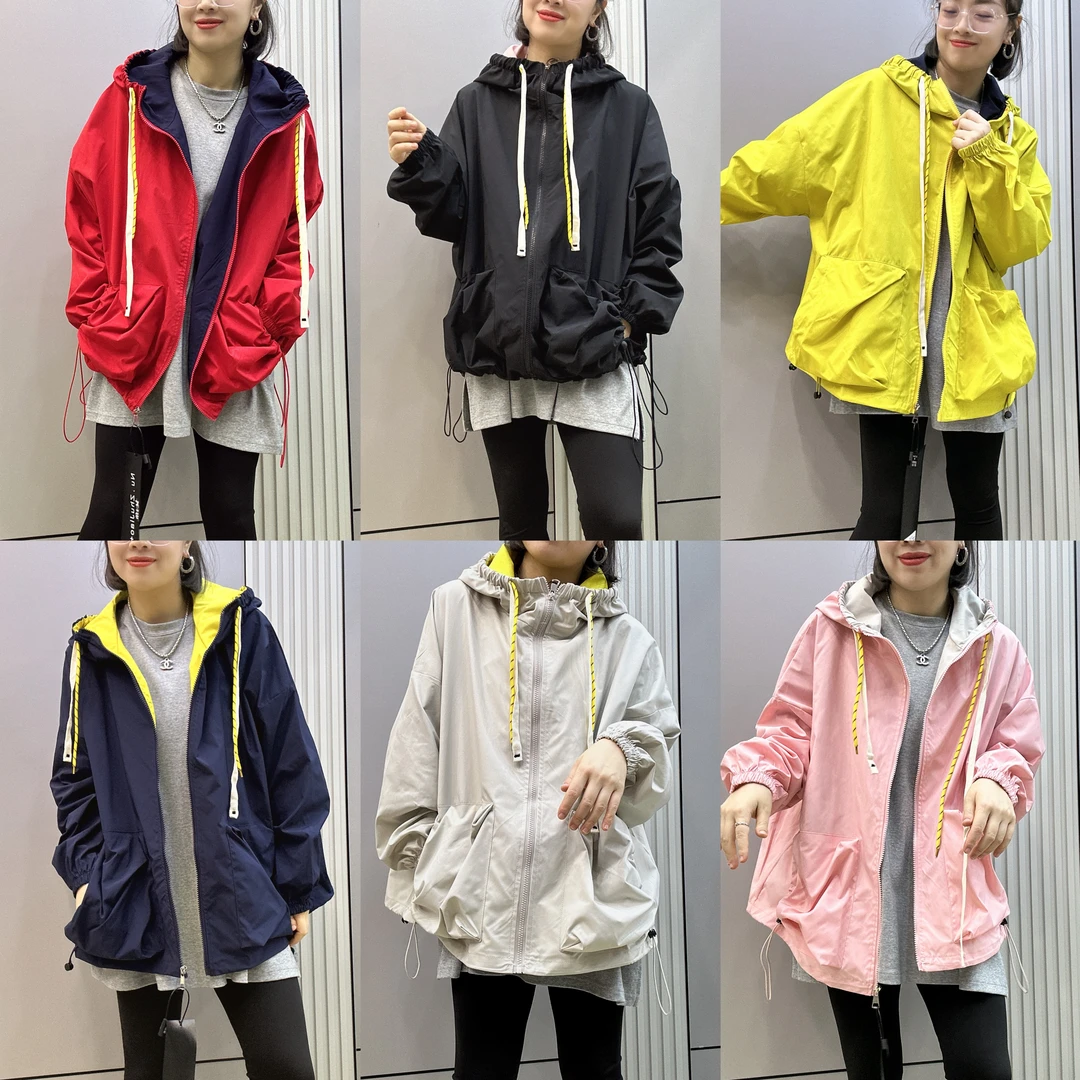 双双韩版大码风衣潮风衣2025春秋款设计感抽绳褶皱外套冲锋衣外穿