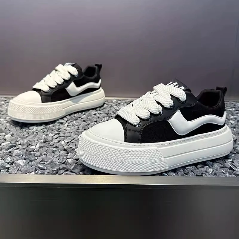 厚底透气韩版米奇联名厚底帆布鞋小白鞋帆布鞋潮流夏季运动低帮