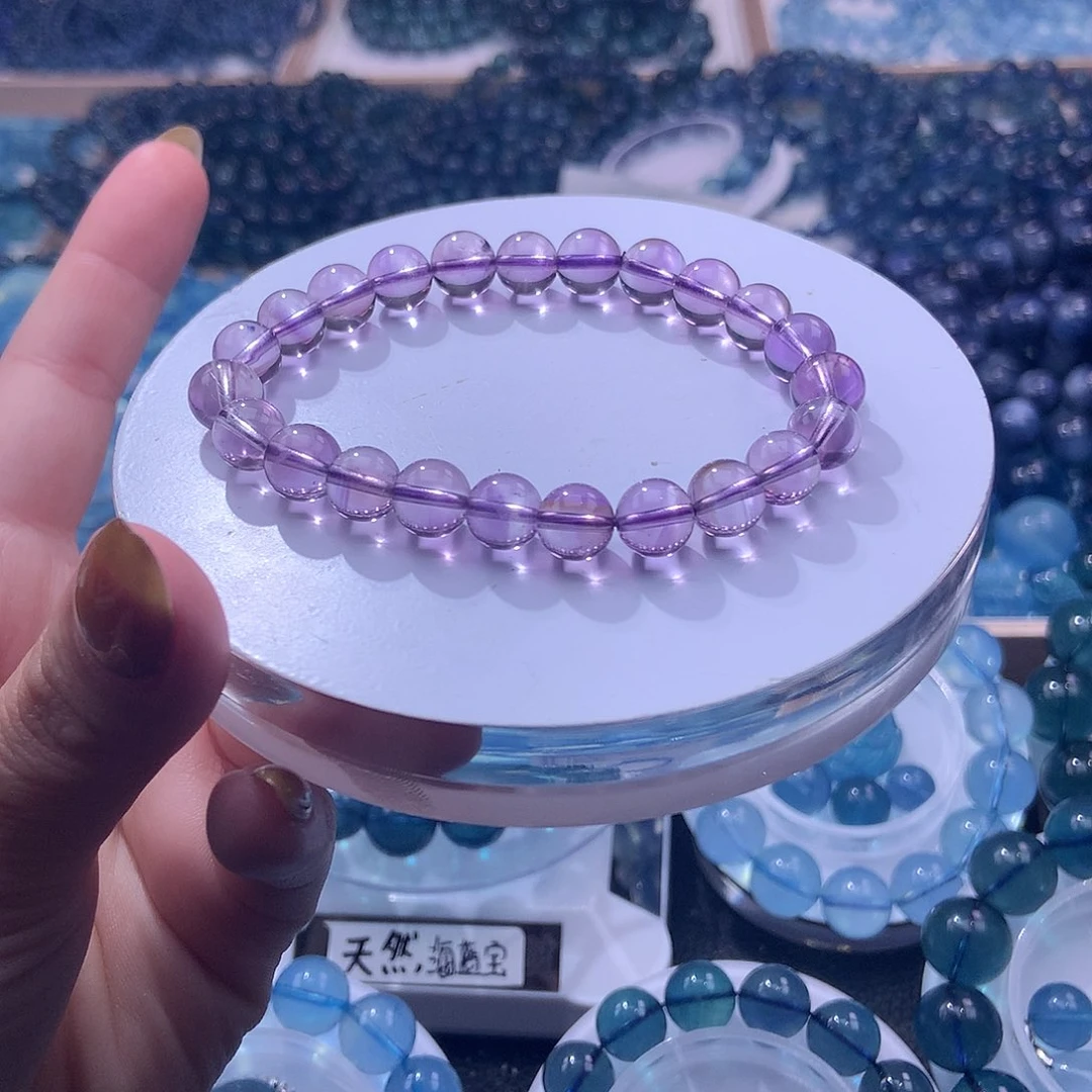 未镶嵌手串水晶浅色巴西紫水8mm