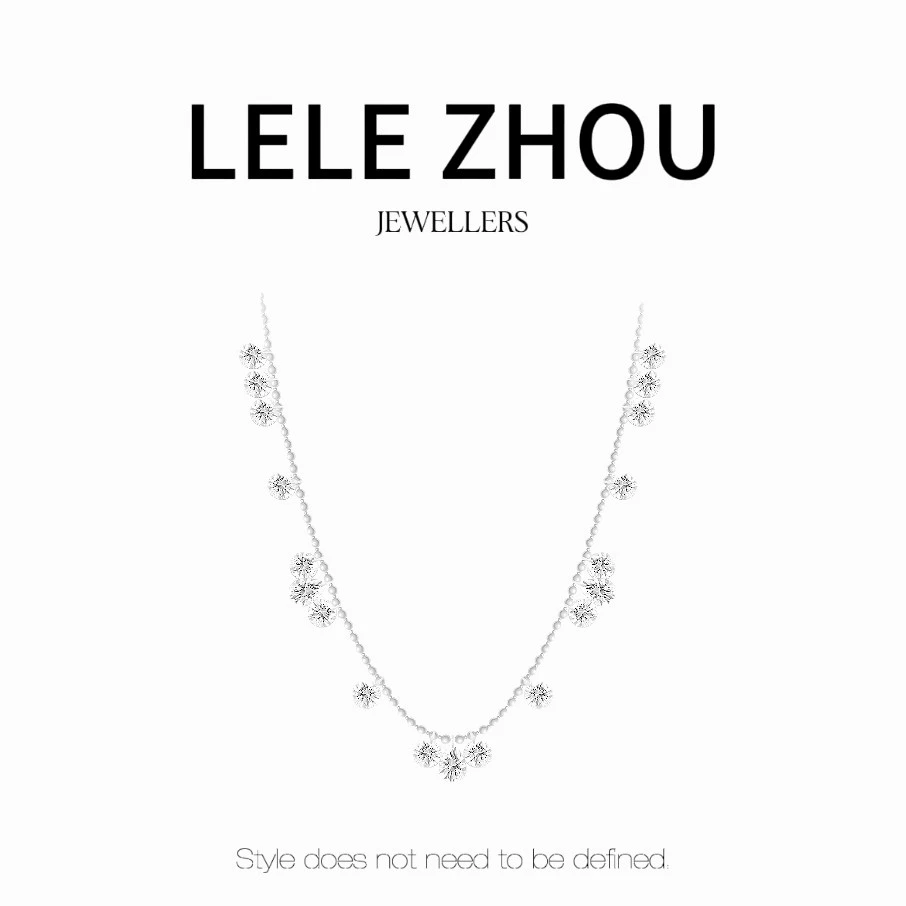 铜合金合成锆石项链 《泪碎星河》水滴轻奢不规则项链LEXL240304