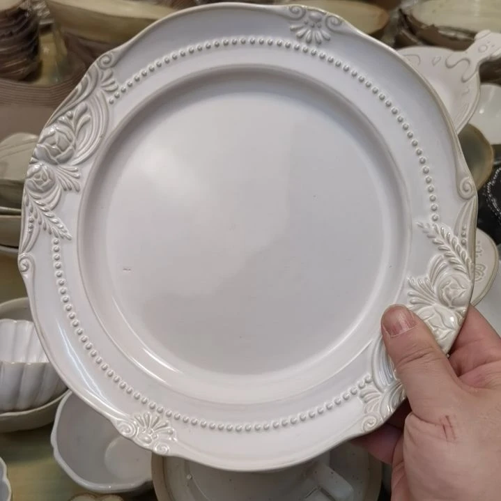 瓷片微瑕玫瑰十寸大盘两个一组