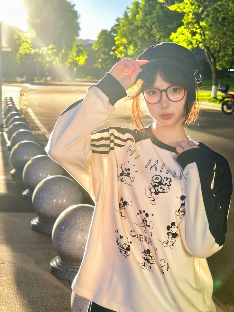 懒懒~秋季慵懒复古网红女士套头卫衣~320克 无感印花~潮流百搭