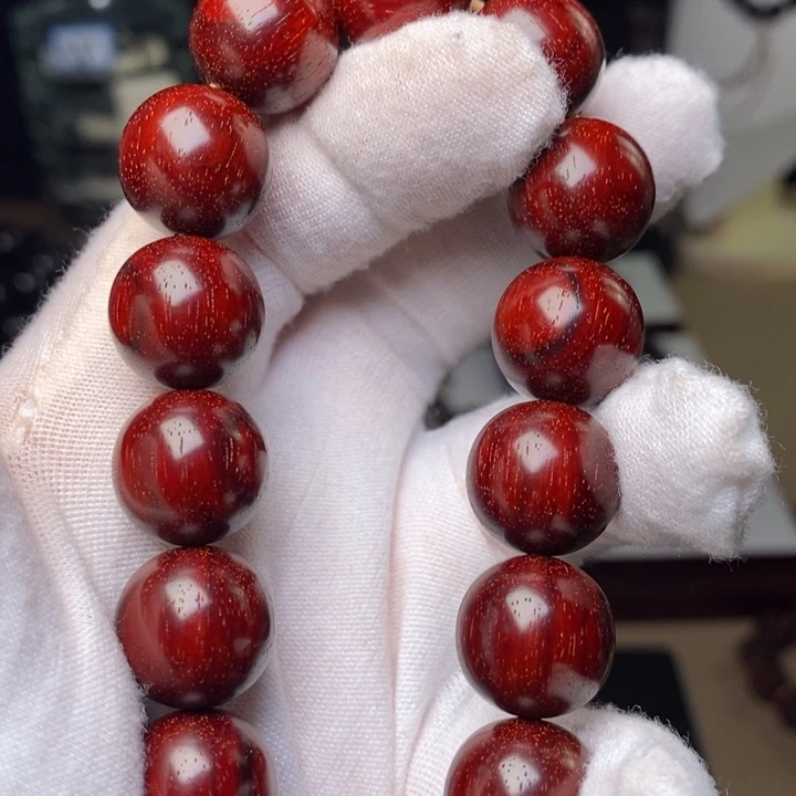 手串/手链小叶紫檀原汁原味1.5cm 鸡血红泥料外二膘膘福利款