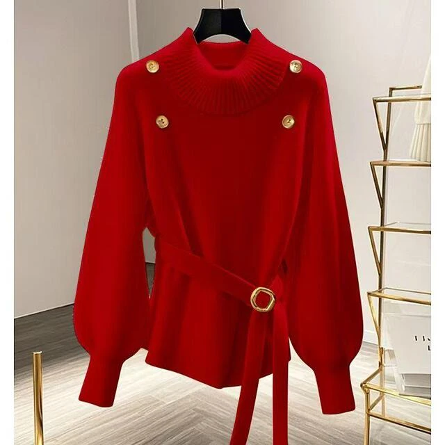 2025年冬季洋气独特别致针织衫上衣软糯慵懒风高级感白色套头毛衣