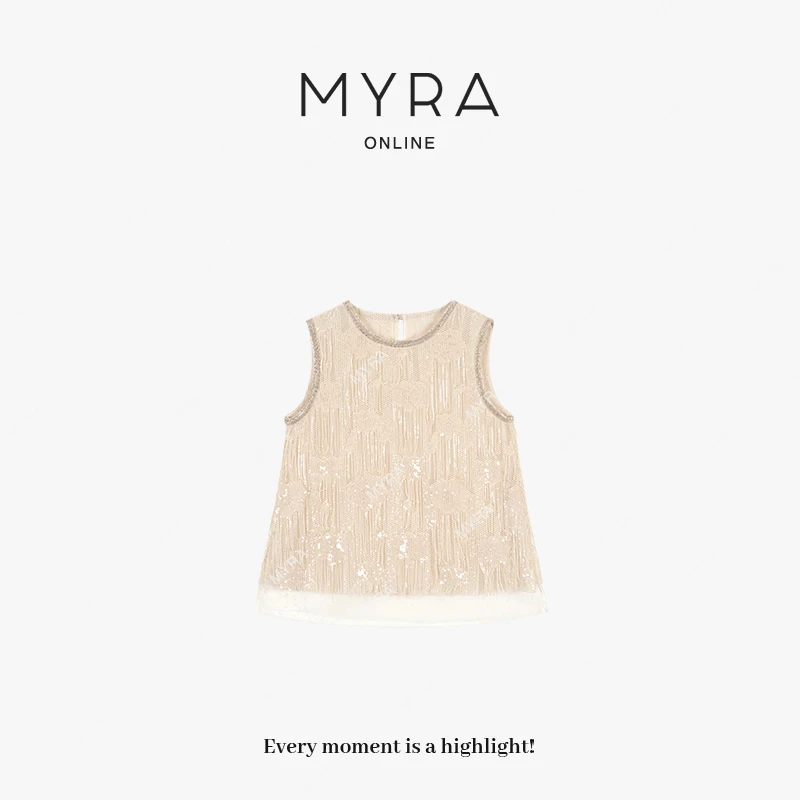 MYRA”琴弦“桑蚕丝流须无修马甲上衣XM025136