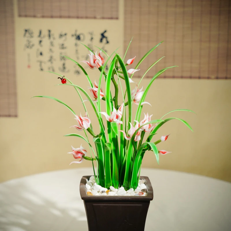 [绯雪舒舞]非遗手作琉璃春兰摆件