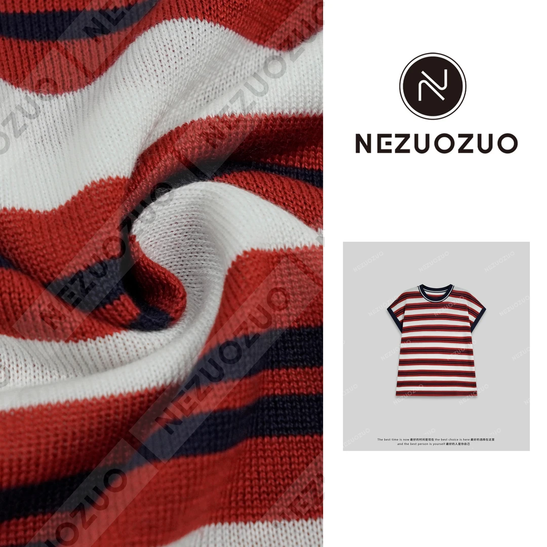 NEZUOZUO【撞色横条毛织衫】100天丝/钜透气凉爽/条纹针织短袖