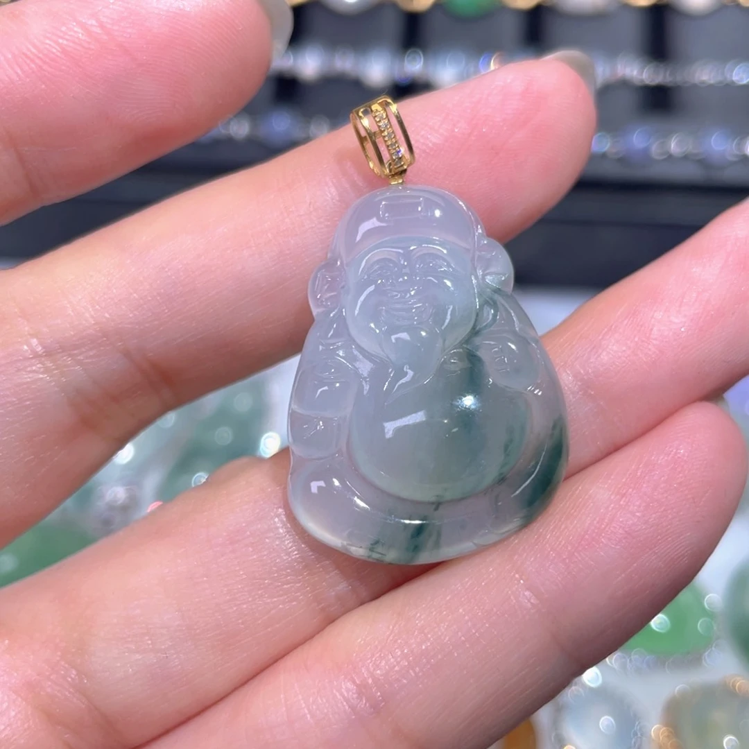 颈饰18K金镶嵌翡翠翡翠