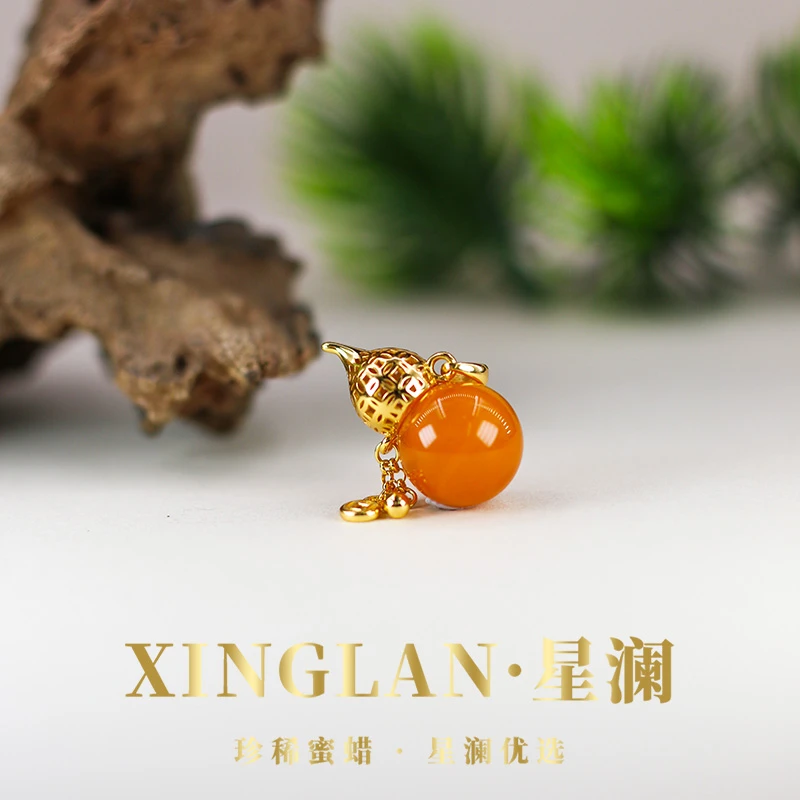 【小福禄】S925银镶嵌天然老蜜蜡吊坠（赠满天星合金链）多样性发一