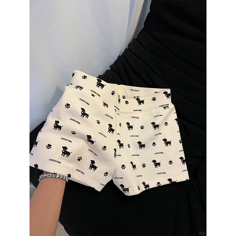 韩系高腰可爱卡通小狗印花休闲睡裤女春夏季新款家居服遛弯裤短裤