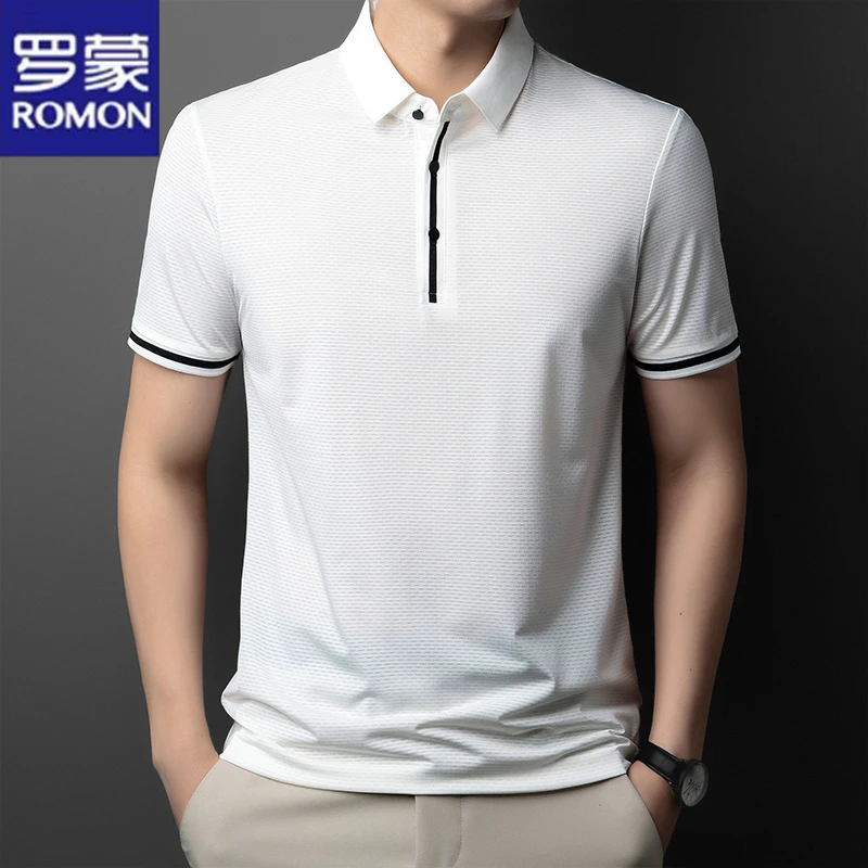 Romon/罗蒙Polo衫商务休闲男士夏季薄款潮流宽松型POLO衫短袖时尚