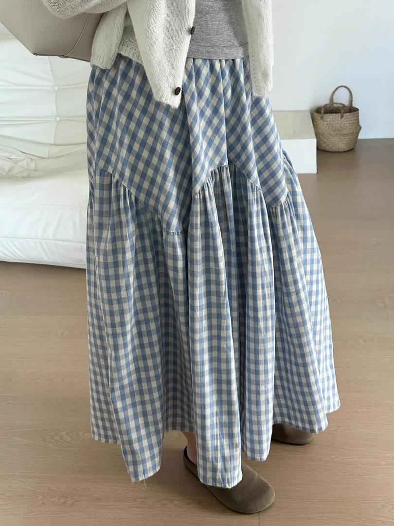 格纹a字半身裙女开春2025年新款超好看独特漂亮半裙chic韩系裙子