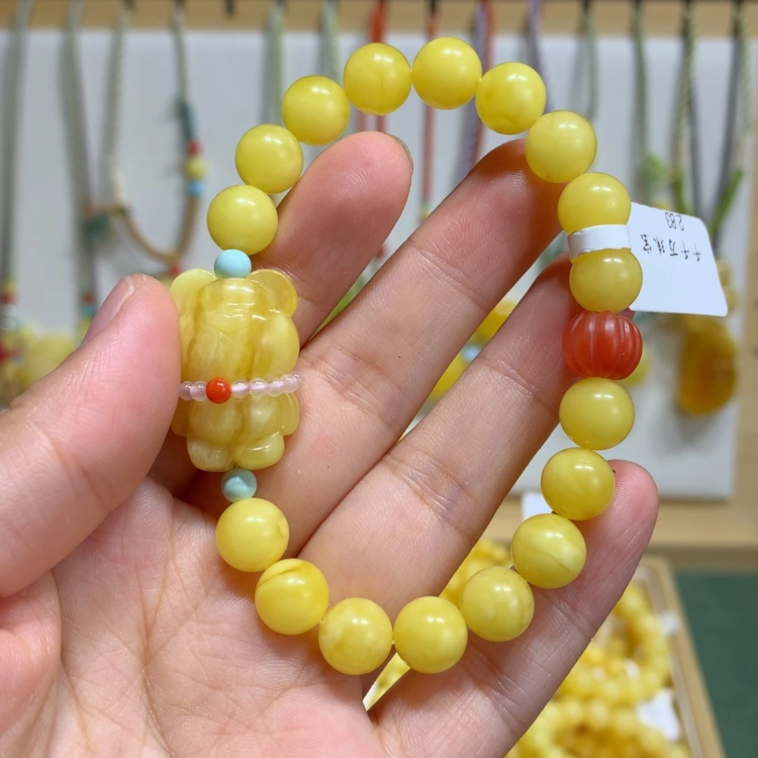 未镶嵌蜜蜡手链9mm