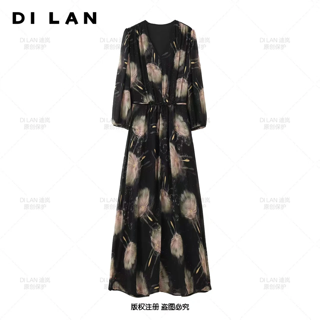 【仲夏之夜A】法式连衣裙女新款气质显瘦穿搭时尚洋气印花长裙2602