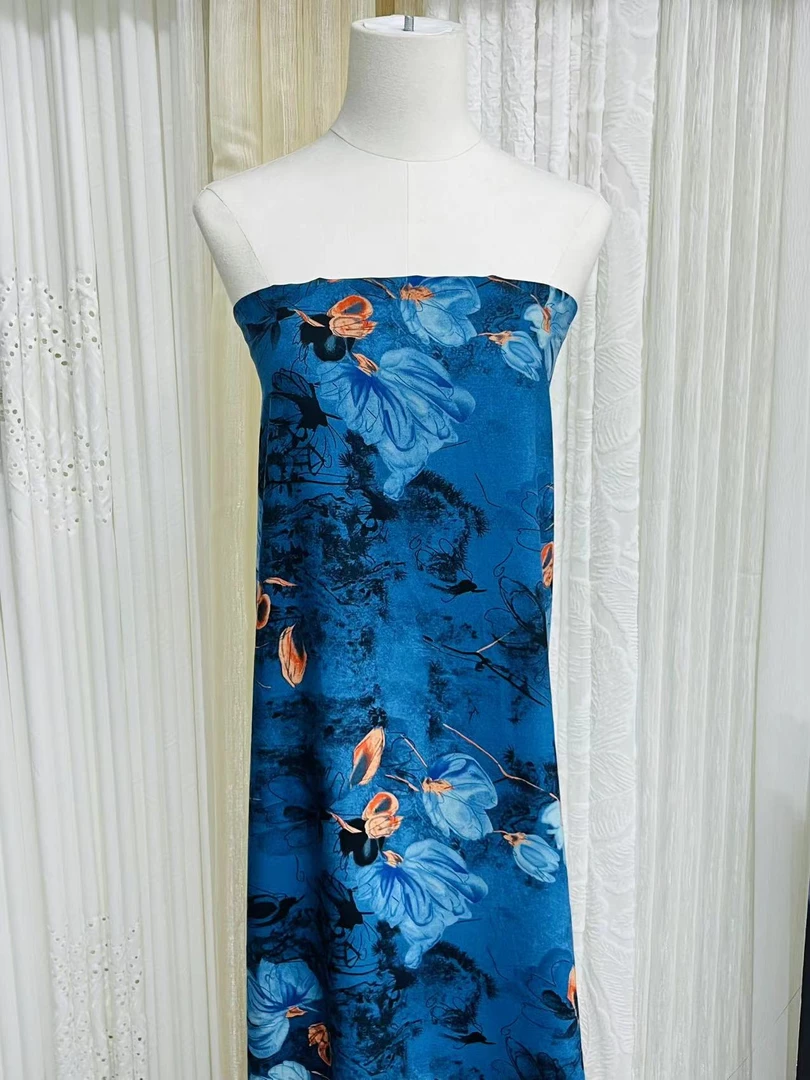 【名贵坊棉绸】重磅棉绸—蓝铃花