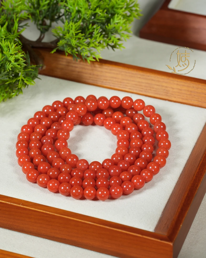 【婧婧精选】收藏品 · 南红冰红108项链 约7mm 多样性发