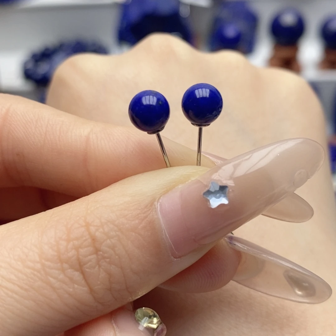 青金石未镶嵌耳饰6.5mm