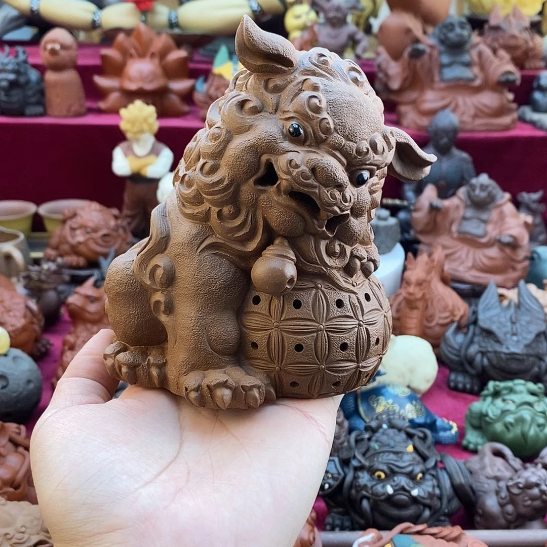 紫砂茶壶少*强宜兴紫砂狮子