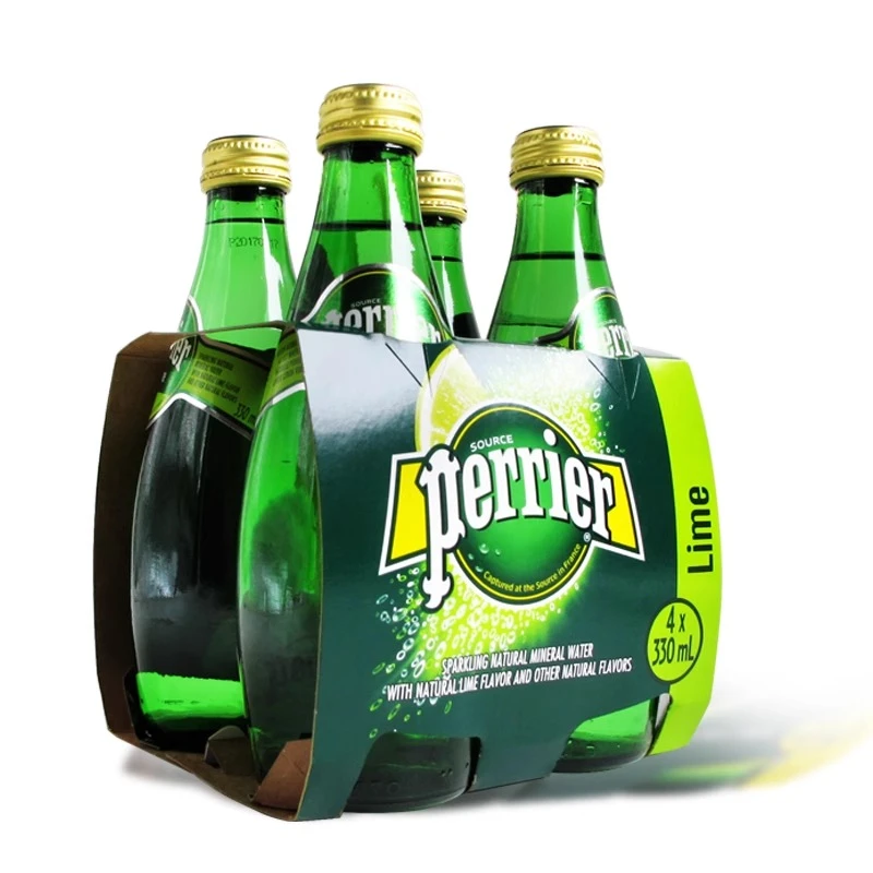 法国进口Perrier巴黎水330ml*4瓶青柠原味饮料