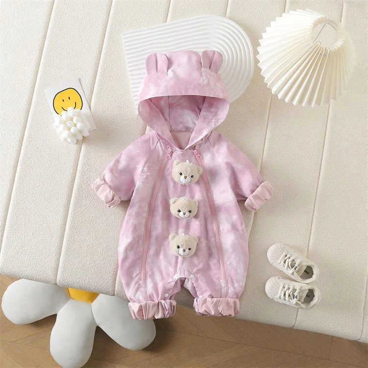 春秋季新生儿外出服婴儿衣服宝宝可爱连体衣冲锋衣外出哈衣爬服