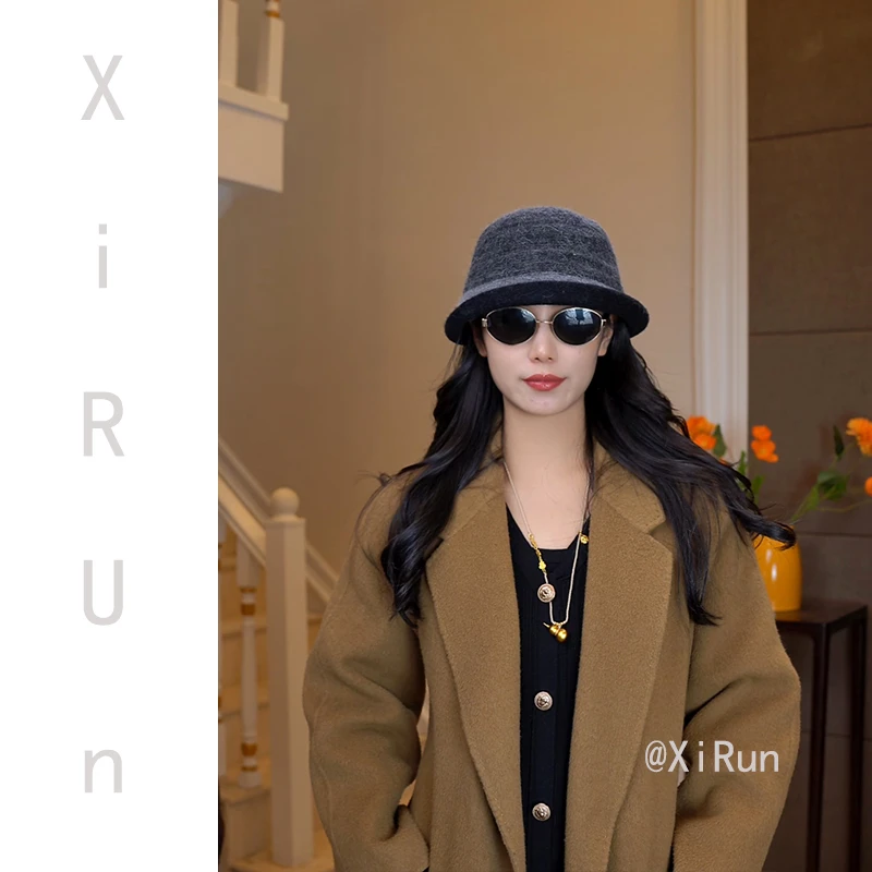 法式复古羊毛毛渔夫帽子女秋冬时尚百搭保暖盆帽韩版显脸小卷边礼