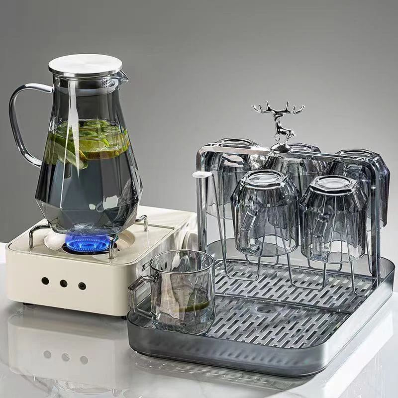 【一壶六杯+托盘杯架】家用玻璃冷水壶耐高温防爆大容积高硼硅水壶