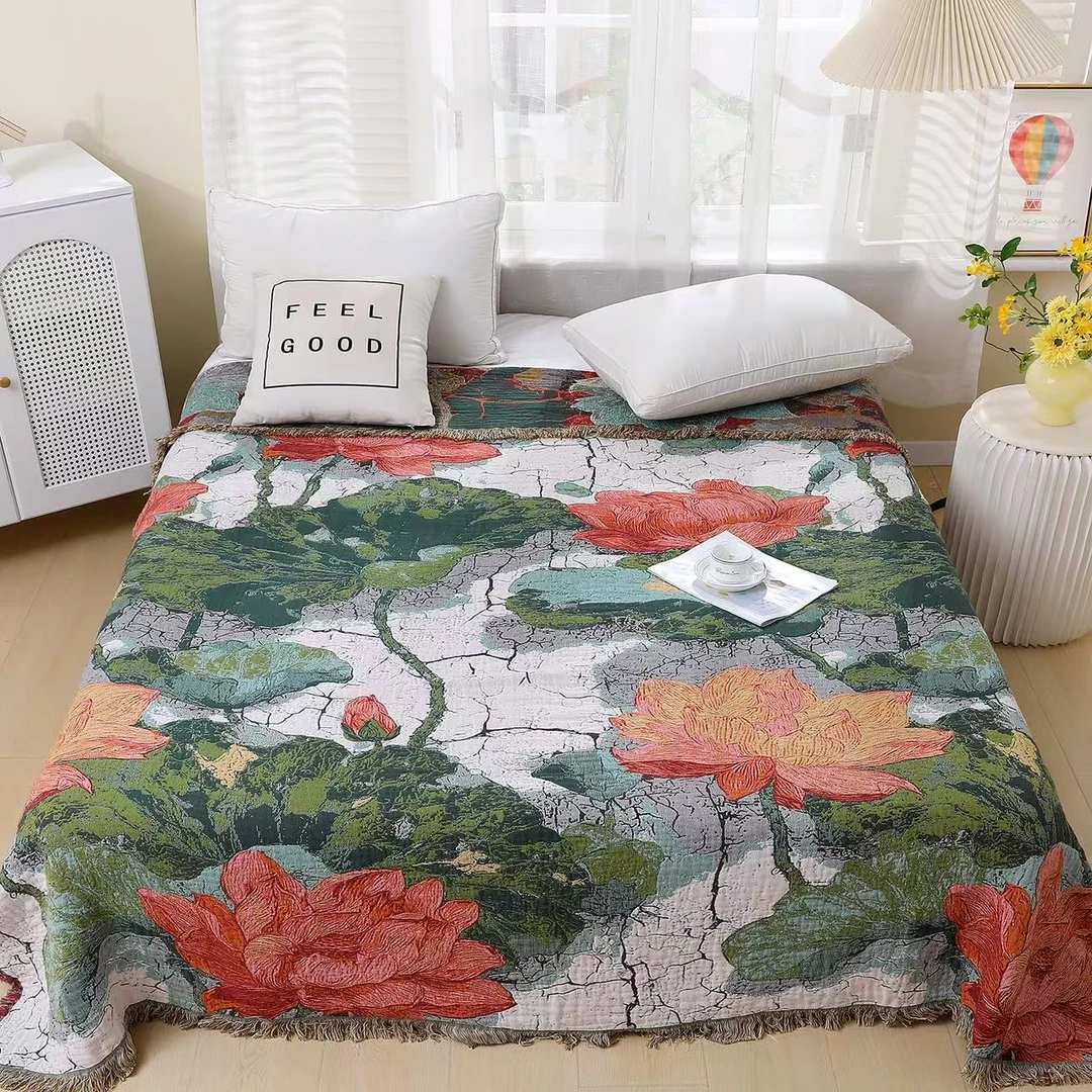 【流苏-出水芙蓉】200*230cm高奢私人定制款床盖柔软舒适