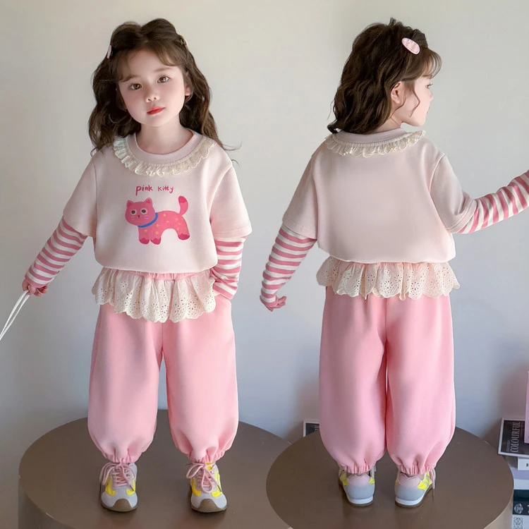 女童套装春秋款2025新款儿童洋气时髦卫衣两件套宝宝秋季运动衣服