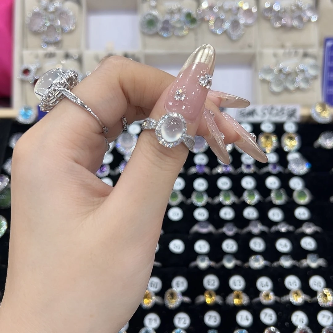 多***ɞ蛇纹石玉银S925镶嵌戒指