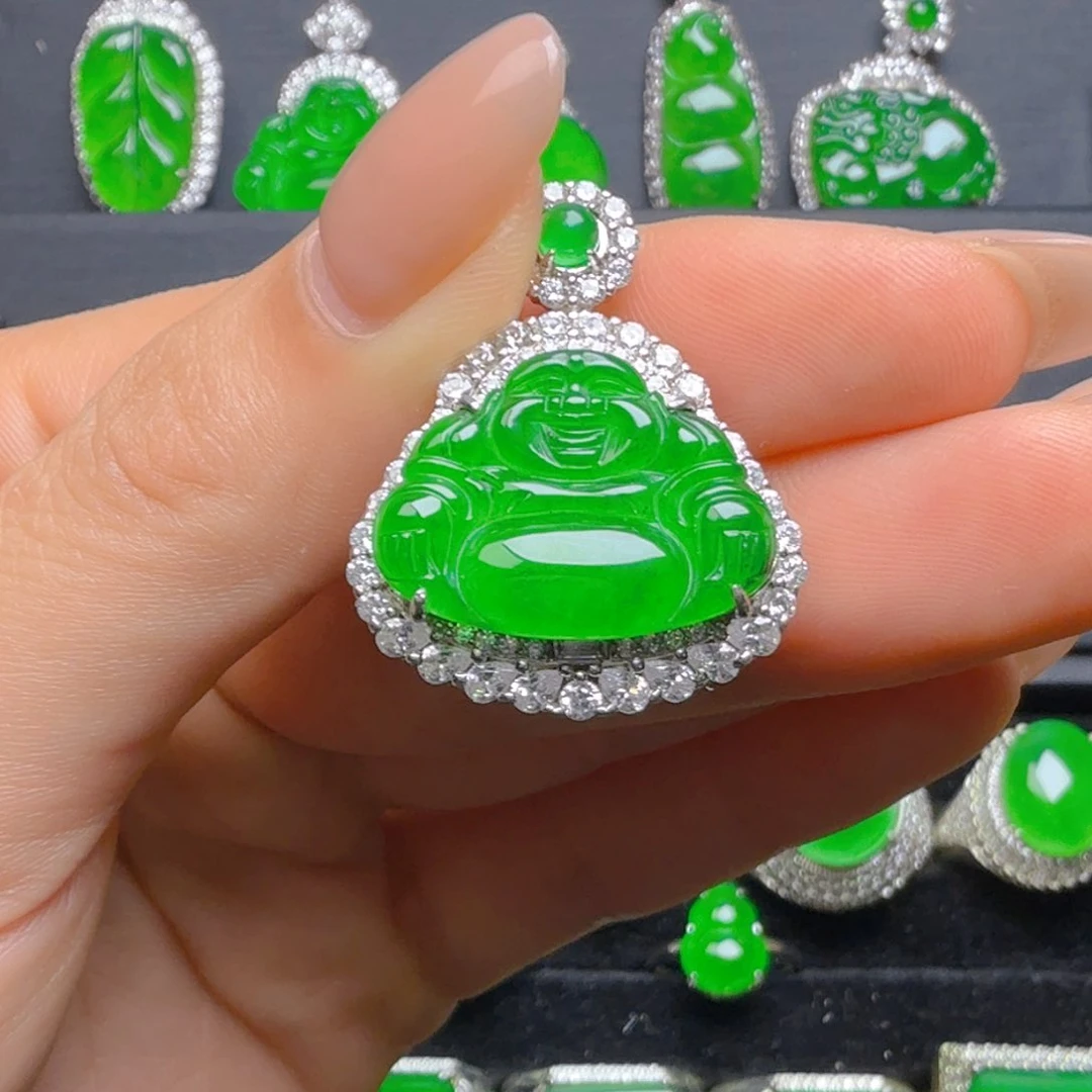 颈饰银S925镶嵌翡翠