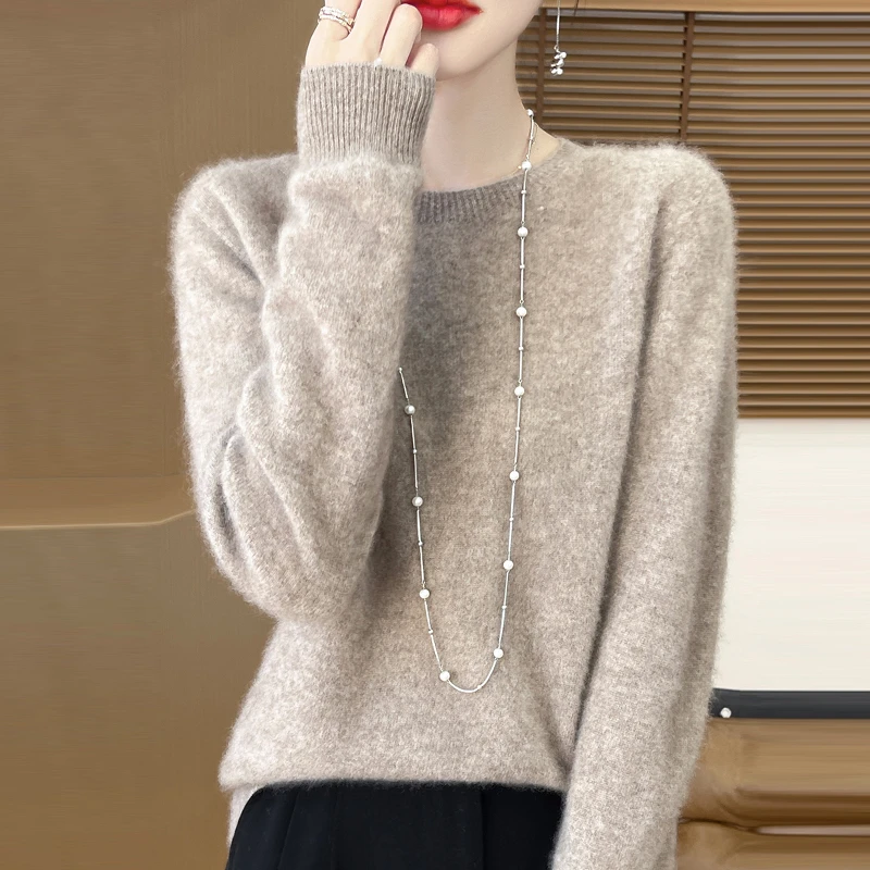 100纯羊毛衫女冬季宽松加厚百搭显瘦打底衫时尚羊绒针织纯色毛衣