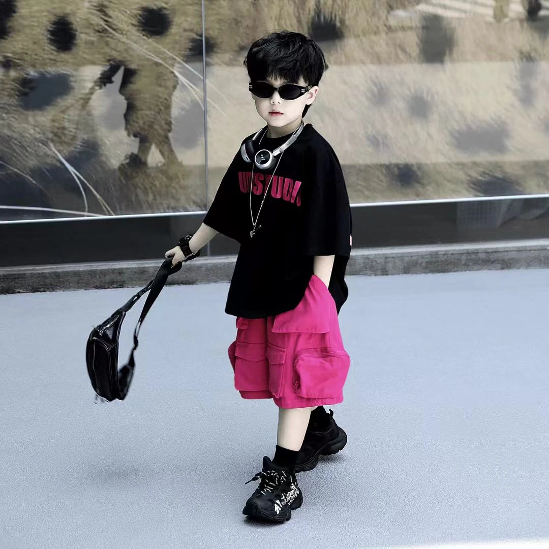 儿童夏季儿童短袖女童女童时尚印花连衣裙2025套装新款卡通男2025