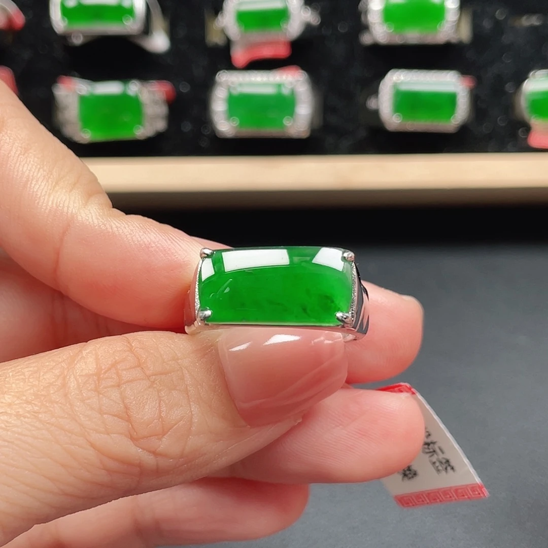 翡翠银S925镶嵌戒指编号4115没运费险