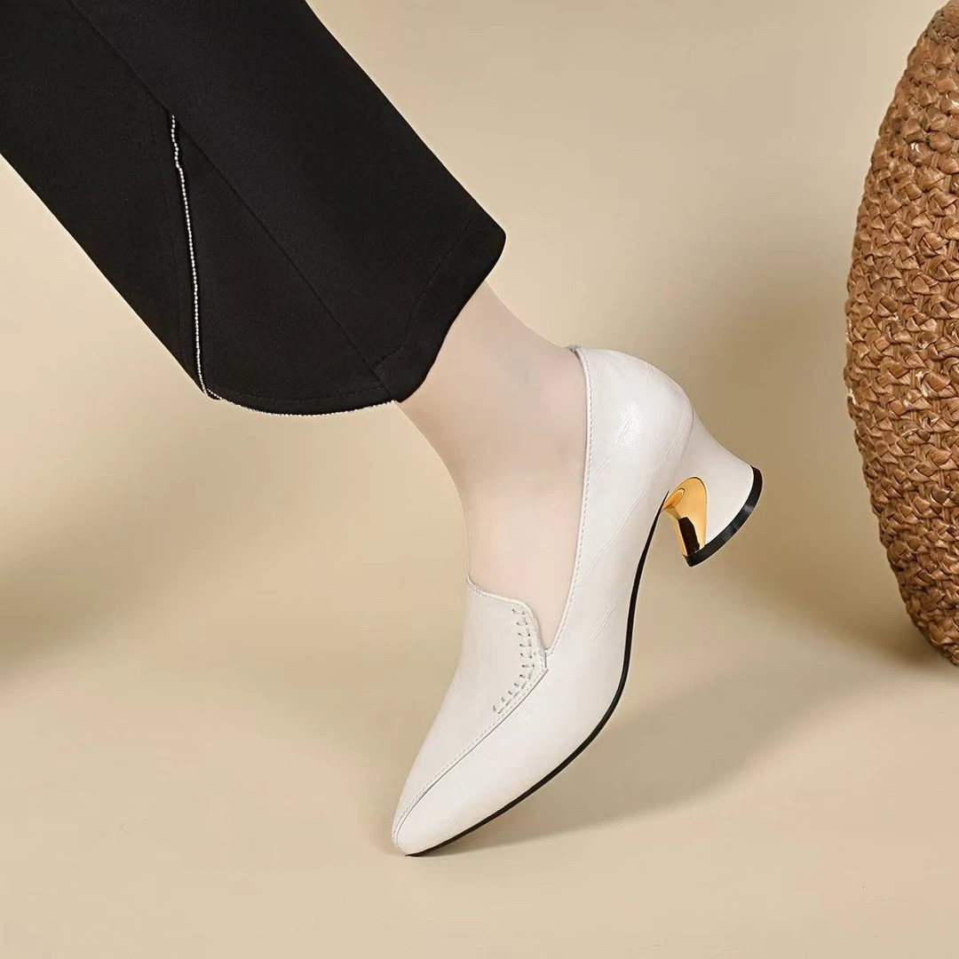 法式中跟单鞋女士气质尖头2025新款时尚百搭春秋季爆款舒适女鞋