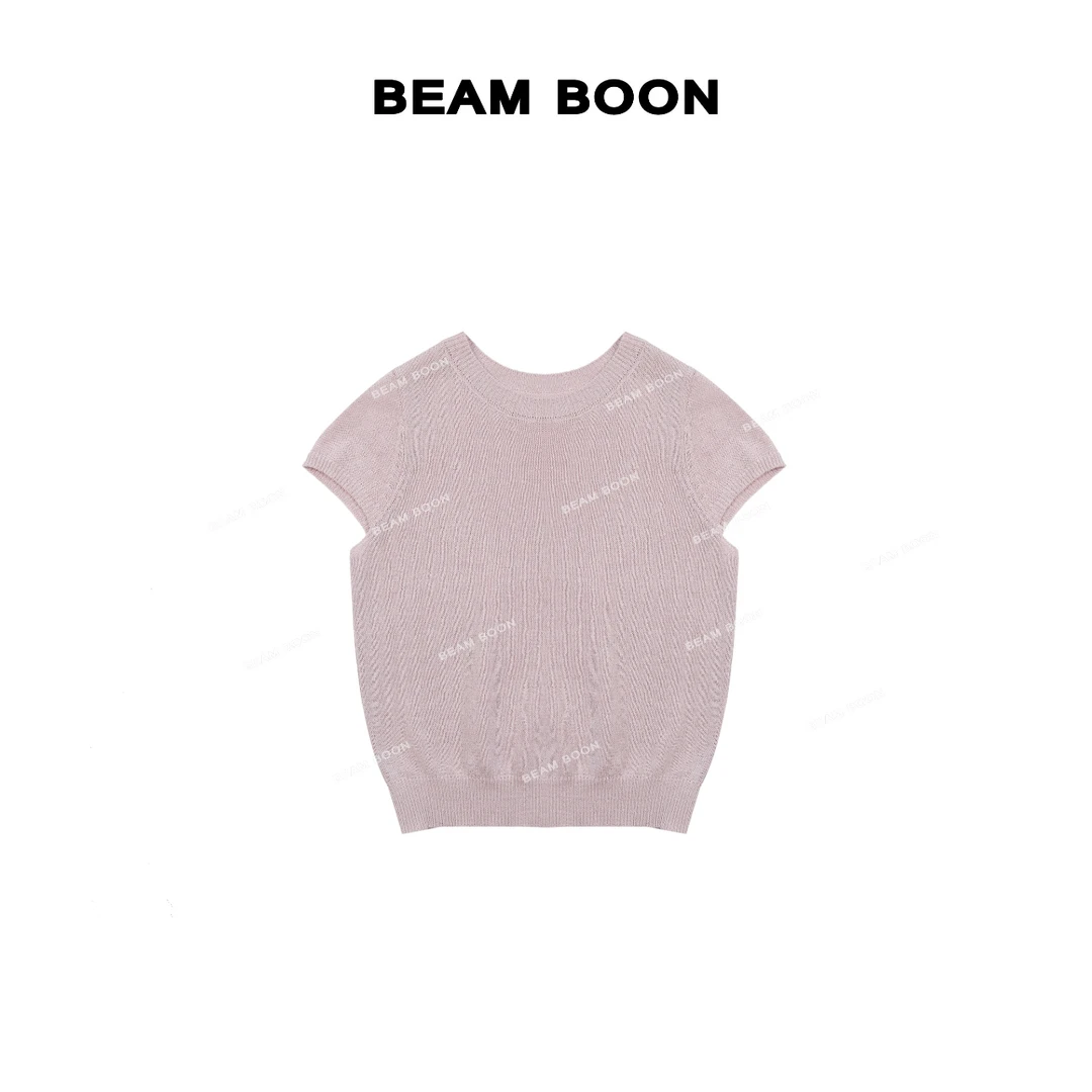 Beam Boon【草莓圣代】进口和纸纱蚕丝坎肩亲肤针织短袖