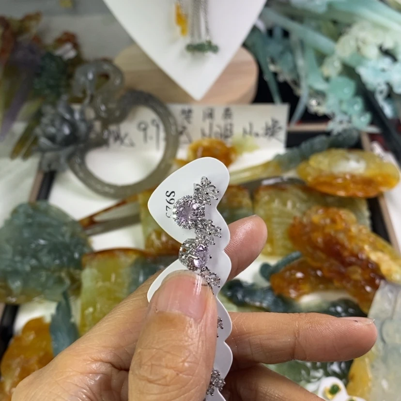 【闪购商品】紫晶耳饰银S925镶嵌发簪