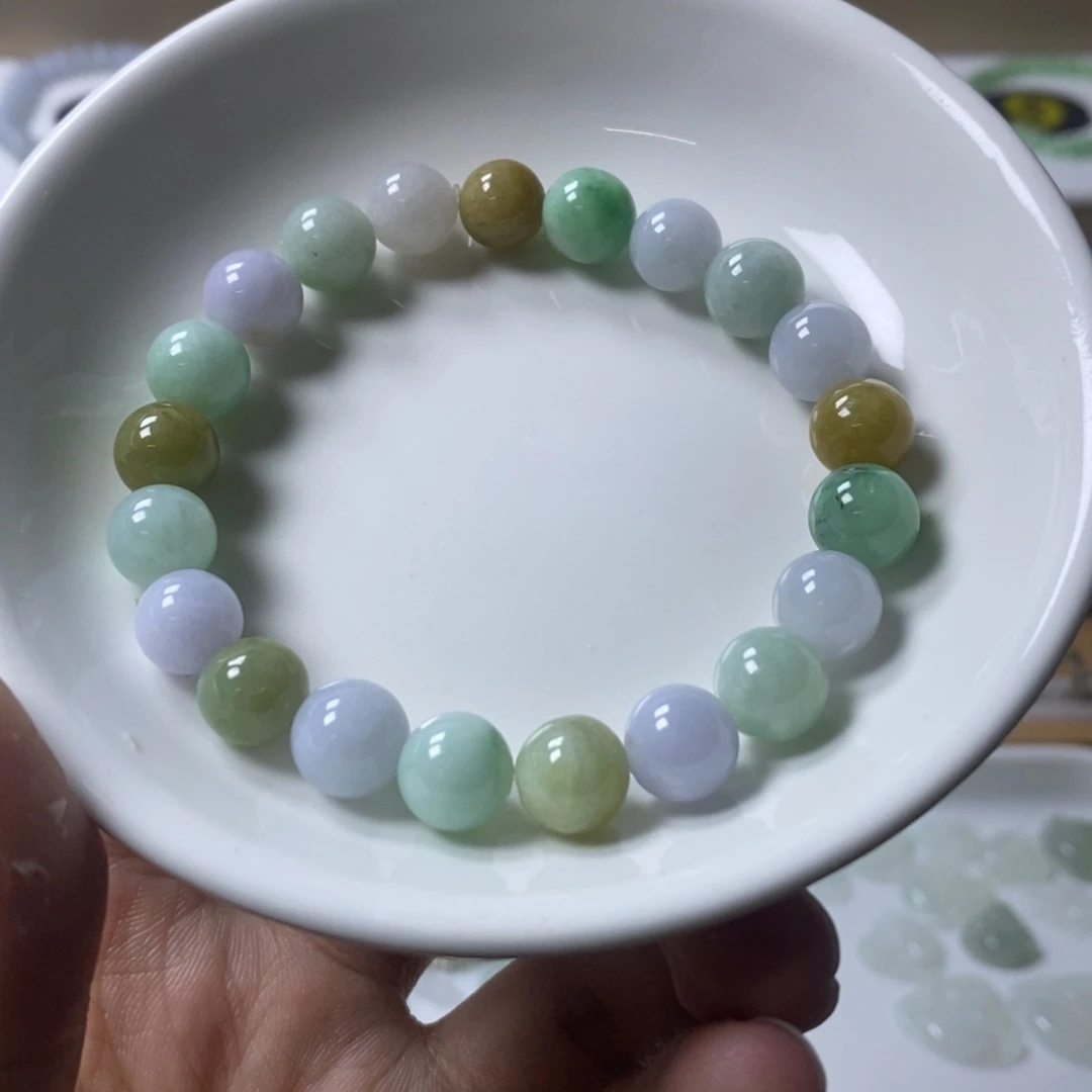 翡翠未镶嵌手链多宝圆珠卡9