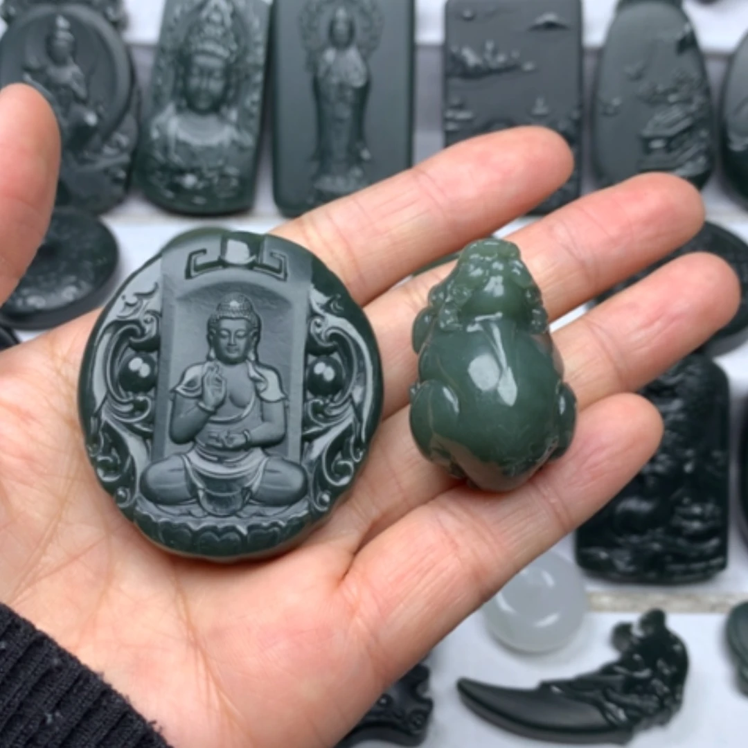 【闪购商品】和田玉颈饰未镶嵌夏**花双面雕刻