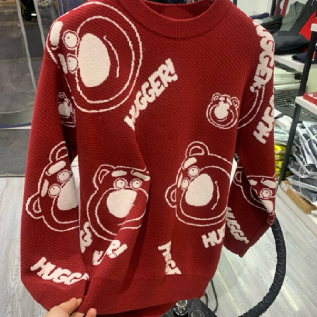 长袖套头毛衣针织衫重工网红本命年冬季卡通羊绒衫宽松秋冬加厚
