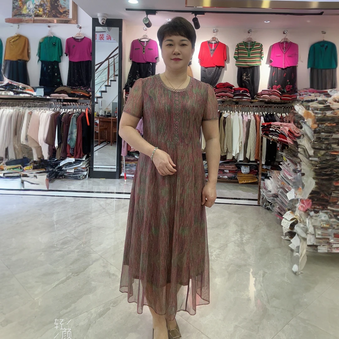 【燕珍时装】2025夏季新款7796时尚品牌台湾丝妈妈装连衣裙 凯永