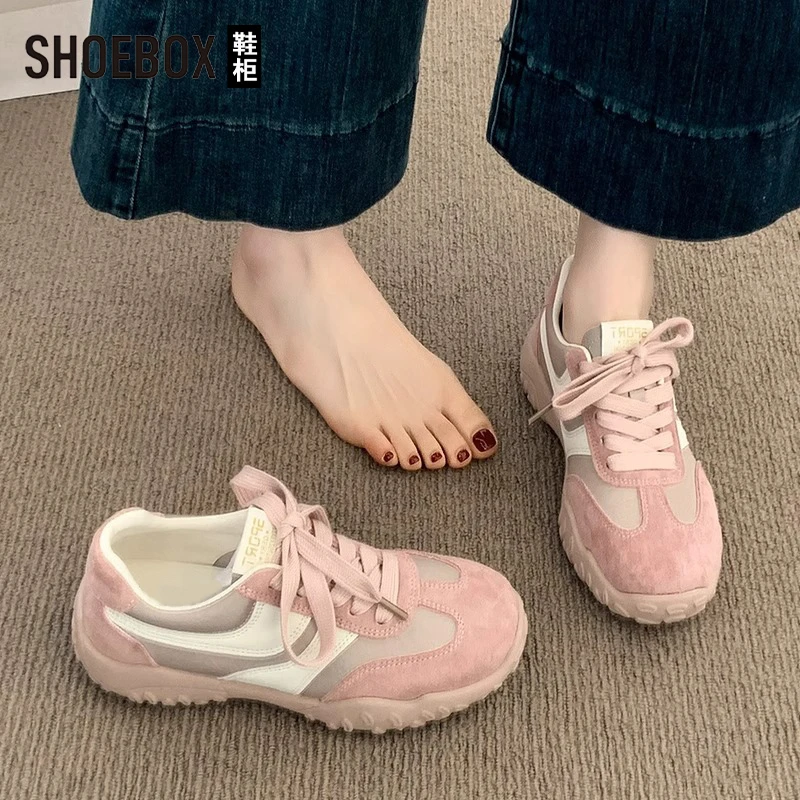 SHOEBOX鞋柜老爹鞋女2025新款夏季德训鞋显脚小休闲百搭阿甘鞋